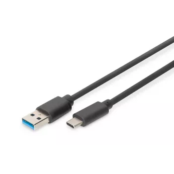 DIGITUS USB Type-C jungiamasis laidas, C tipo į A, vyriškas/vyriškas, 1 m, Super Speed, juodas