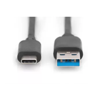 DIGITUS USB Type-C jungiamasis laidas, C tipo į A, vyriškas/vyriškas, 1 m, Super Speed, juodas