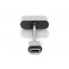 DIGITUS USB Type-C skirstytuvas, USB-C – 3,5 mm + USB-C, M/F/F, 20 cm, juodas