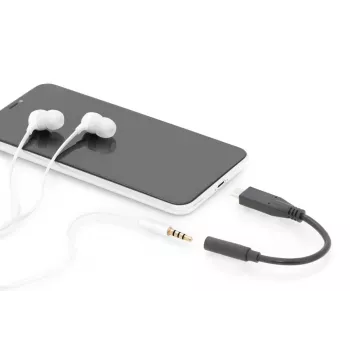 DIGITUS USB Type-C garso adapterio laidas, Type-C - 3,5 mm M/F, 20 cm, garso įvestis/išvestis, 3.1 versija, CE, juoda