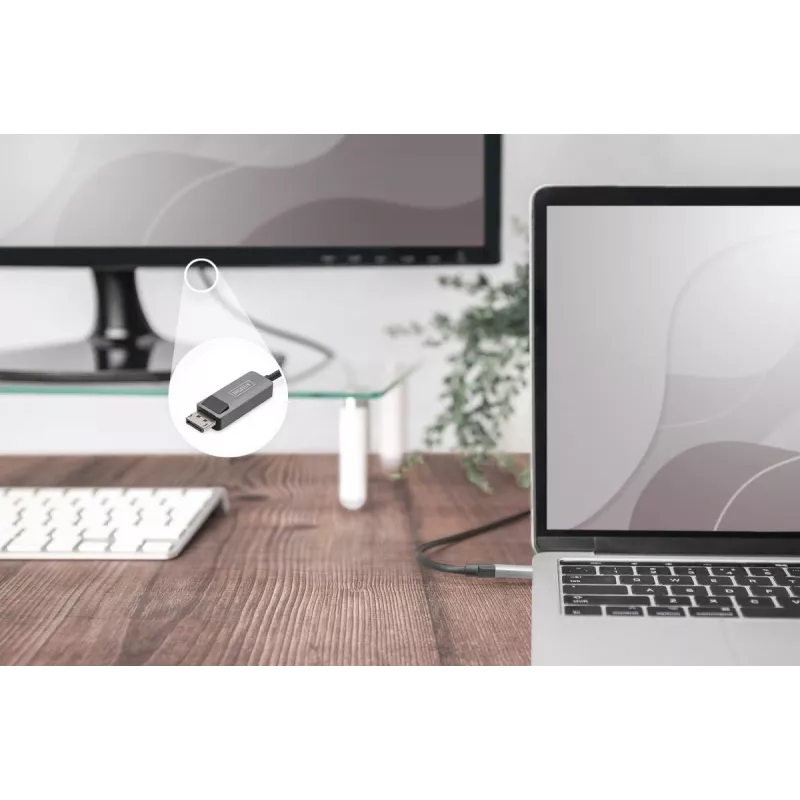 DIGITUS USB Type C į DisplayPort adapterinis kabelis 8K@30Hz HBR3 aliuminio korpusas juodas 2m