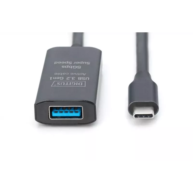 DIGITUS aktyvus USB-C prailginimo kabelis - 5G USB 3.2 Gen1 USB-C - USB-A (M/F) - 5m