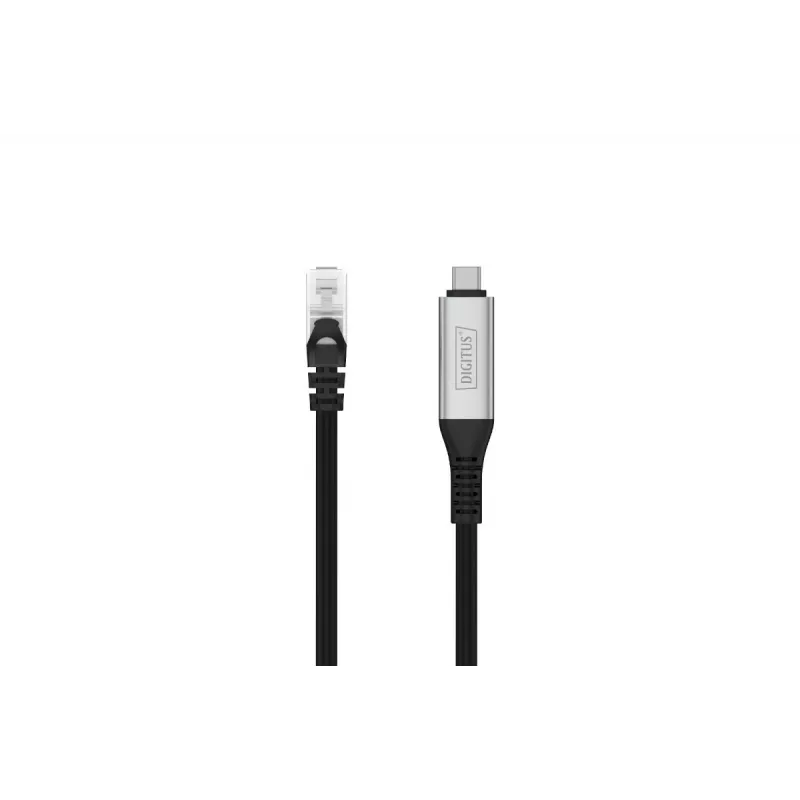 DIGITUS USB-C 3.2 Gen1 – RJ45 eterneto kabelis CAT6a S/FTP Juodas – 3m