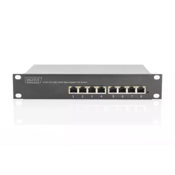 DIGITUS 8 prievadų Gigabit PoE jungiklis 10 col. 8x10/100/1000Mbps RJ45 PoE 96W