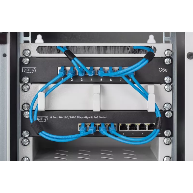 DIGITUS 8 prievadų Gigabit PoE jungiklis 10 col. 8x10/100/1000Mbps RJ45 PoE 96W