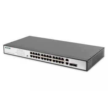 DIGITUS 24 prievadų Fast Ethernet PoE jungiklis 2G Combo TP/SFP 390W