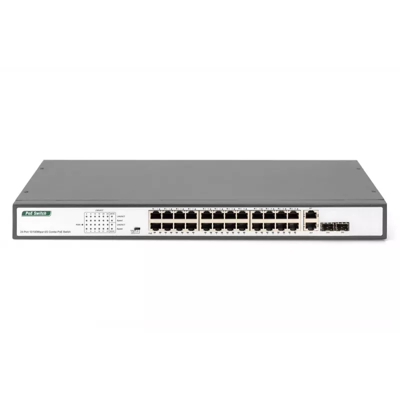 DIGITUS 24 prievadų Fast Ethernet PoE jungiklis 2G Combo TP/SFP 390W
