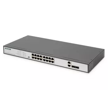 DIGITUS Fast Ethernet PoE jungiklis 16 prievadų PoE + 2 Combo, 250W PoE biudžetas