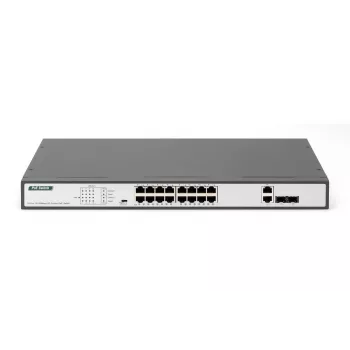 DIGITUS Fast Ethernet PoE jungiklis 16 prievadų PoE + 2 Combo, 250W PoE biudžetas