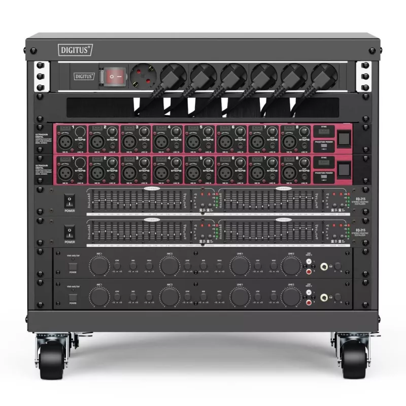 DIGITUS 8U AVS stovas 420x507x460mm srieginės montavimo skylės ratukai juodas