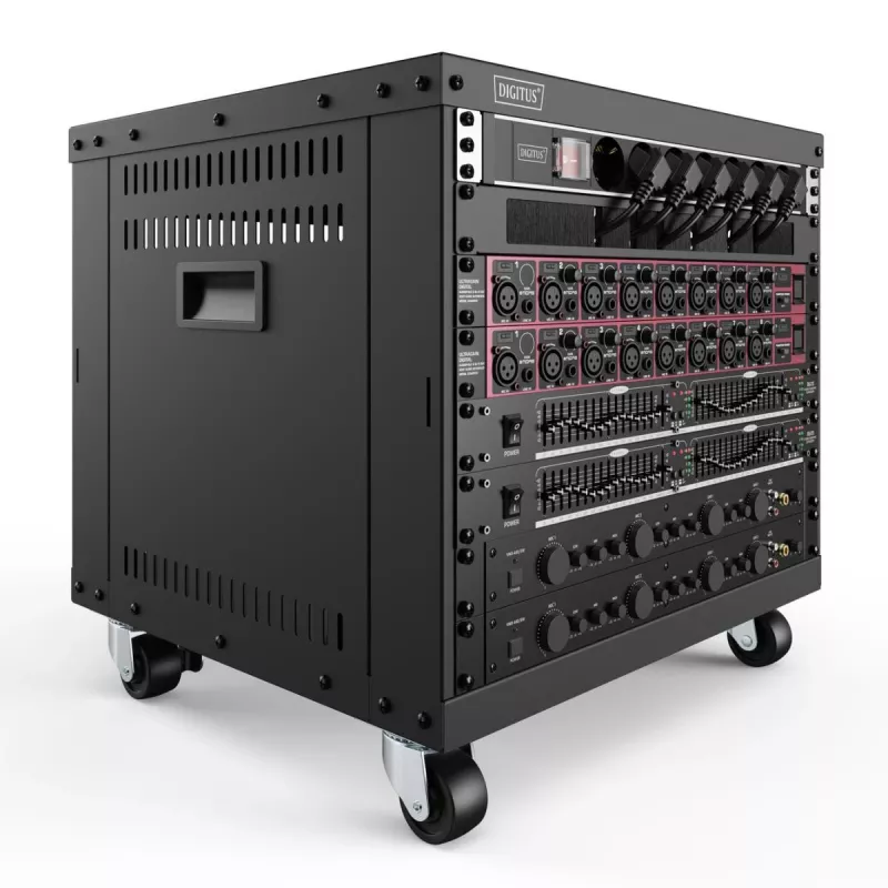 DIGITUS 8U AVS stovas 420x507x460mm srieginės montavimo skylės ratukai juodas