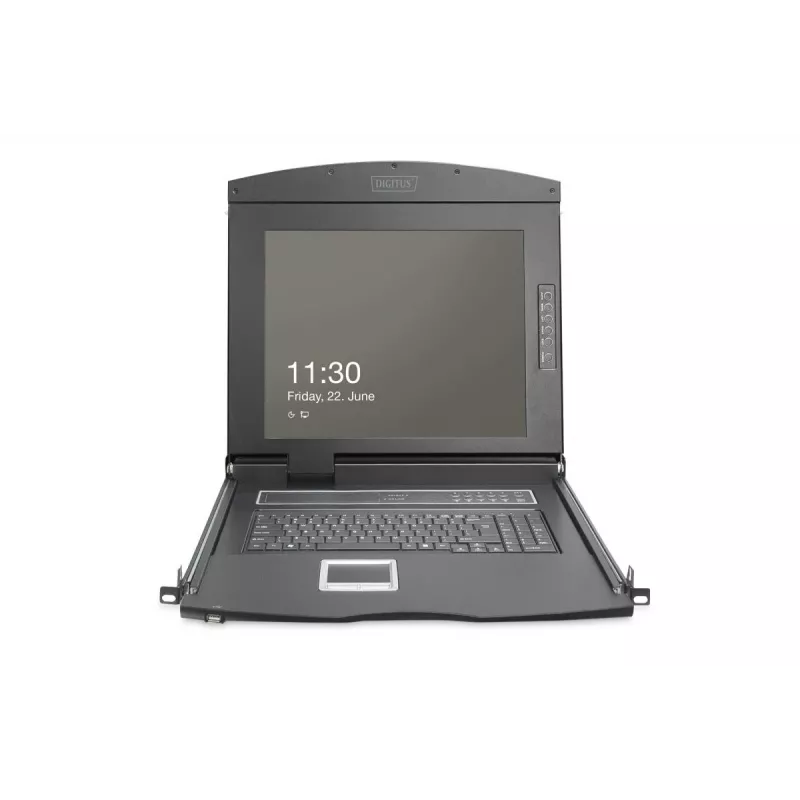 DIGITUS modulinė 43,2 cm (19 colių) HD TFT konsolė su 1 prievado VGA, RAL 9005 juoda - GE klaviatūra
