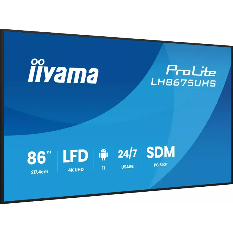 Skaitmeninės signalizacijos ekranas iiyama 86 colių 4K UHD LCD Android 24/7