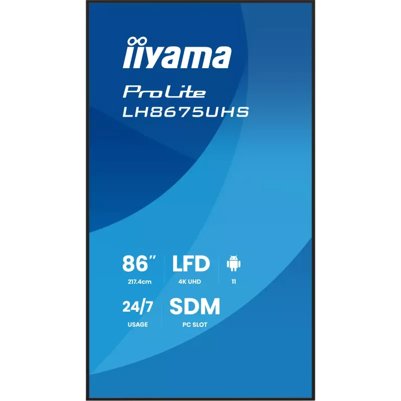 Skaitmeninės signalizacijos ekranas iiyama 86 colių 4K UHD LCD Android 24/7