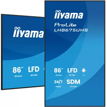 Skaitmeninės signalizacijos ekranas iiyama 86 colių 4K UHD LCD Android 24/7