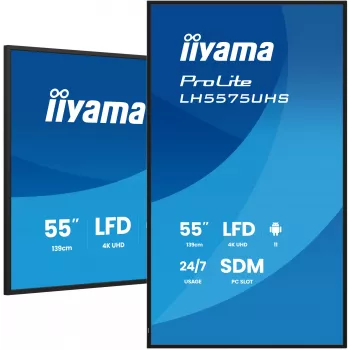 iiyama LH5575UHS-B2AG Skaitmeninės reklamos ekranas 138,7 cm (54,6 colio) LCD Wi-Fi 500 cd/m² 4K Ultra HD Juodas Įmontuotas procesorius Android 11 24/7