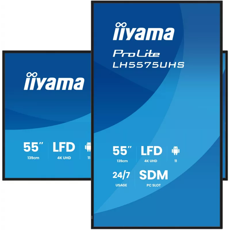 iiyama LH5575UHS-B2AG Skaitmeninės reklamos ekranas 138,7 cm (54,6 colio) LCD Wi-Fi 500 cd/m² 4K Ultra HD Juodas Įmontuotas procesorius Android 11 24/7