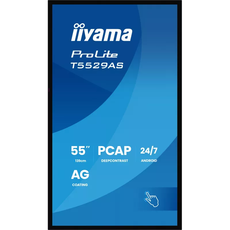 iiyama ProLite T5529AS-B1AG 55 colių liečiamas ekranas su Android OS, 4K Ultra HD, 450 cd/m², Wi-Fi