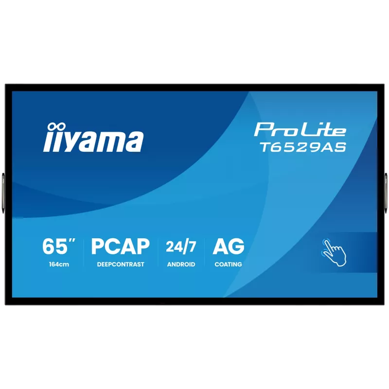 IIYAMA T6529AS-B1AG Reklaminis ekranas su kiosko dizainu 163,8 cm (64,5 col.) LED Wi-Fi 420 cd/m² 4K Ultra HD Juodas Liečiamasis ekranas Integruotas procesorius Android 24/7
