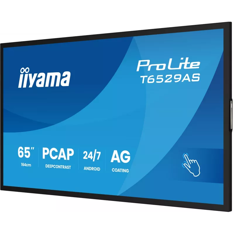 IIYAMA T6529AS-B1AG Reklaminis ekranas su kiosko dizainu 163,8 cm (64,5 col.) LED Wi-Fi 420 cd/m² 4K Ultra HD Juodas Liečiamasis ekranas Integruotas procesorius Android 24/7