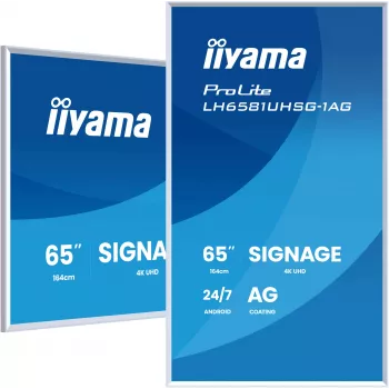 IIYAMA LH6581UHSG-1AG reklaminis ekranas 163,8 cm (64,5 colio) belaidis ryšys 500 cd/m² 4K Ultra HD baltas su integruotu procesoriumi Android 24/7