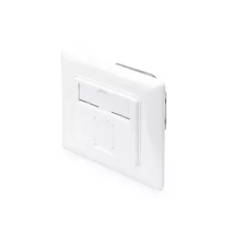 DIGITUS CAT6A Class EA tinklo lizdas, ekranuotas, 1x RJ45, LSA, balta, įleidžiamas, 8 kryptys