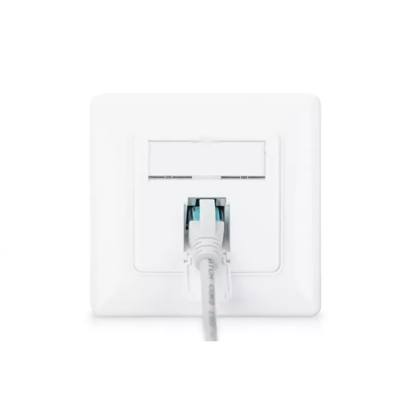 DIGITUS CAT6A Class EA tinklo lizdas, ekranuotas, 1x RJ45, LSA, balta, įleidžiamas, 8 kryptys