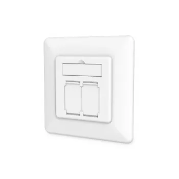 DIGITUS CAT6A Class EA tinklo lizdas, ekranuotas 2x RJ45, LSA, balta spalva, įleidžiamas, 8 krypčių