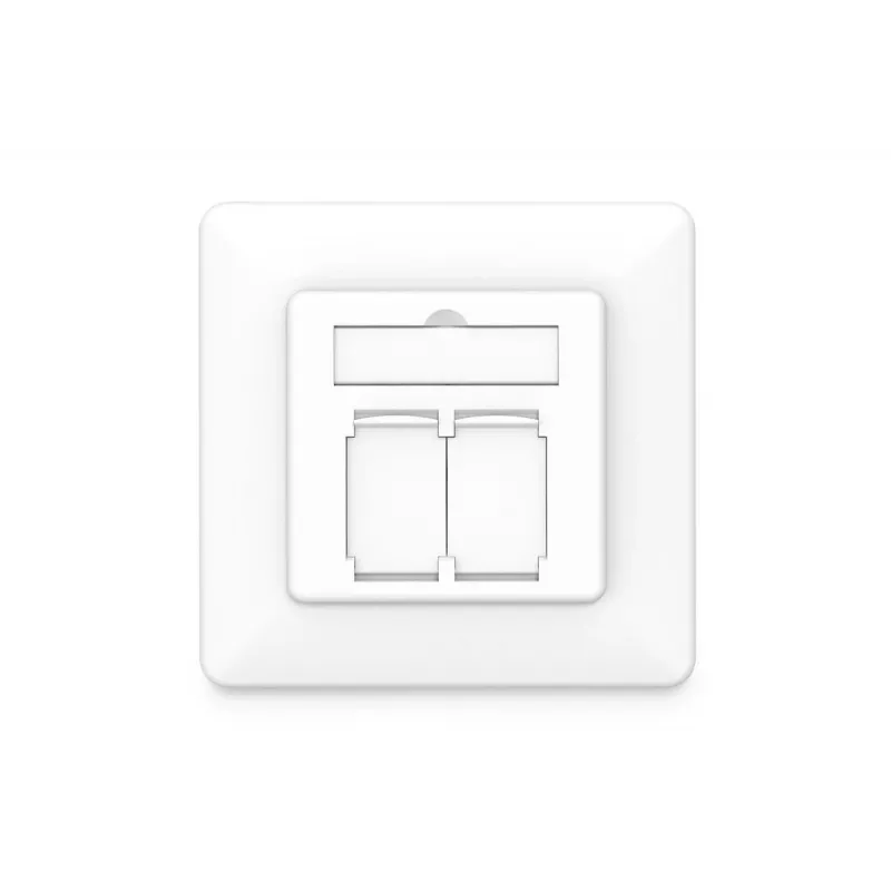 DIGITUS CAT6A Class EA tinklo lizdas, ekranuotas 2x RJ45, LSA, balta spalva, įleidžiamas, 8 krypčių