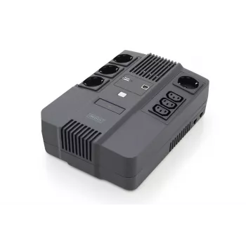 DIGITUS ALLINONE UPS 800VA/480W LED 12V 9Ah 4xCEE 7/7 3xIEC C13 USB RJ45