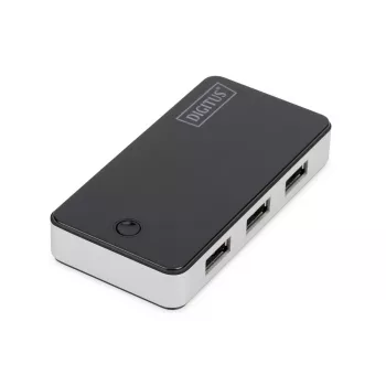 DIGITUS USB 3.0 4 prievadų išorinis USB mazgas, juodas, fortepijono blizgesys