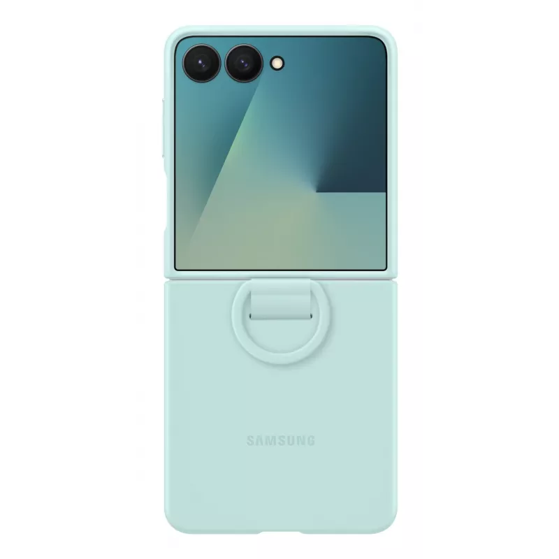 Samsung Galaxy Z Flip7 silikoninis dėklas su žiedu, mėtų spalva