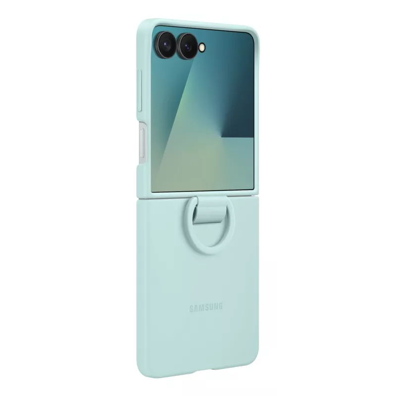 Samsung Galaxy Z Flip7 silikoninis dėklas su žiedu, mėtų spalva