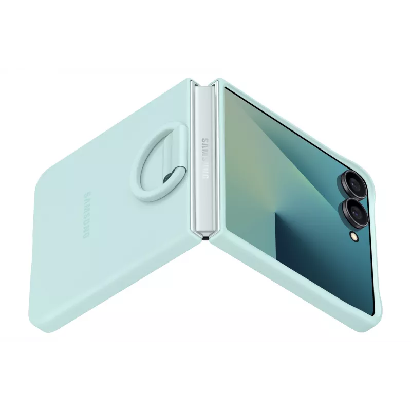 Samsung Galaxy Z Flip7 silikoninis dėklas su žiedu, mėtų spalva