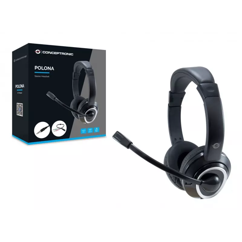 CONCEPTRONIC POLONA02BA laidinės ausinės su mikrofonu, juodos
