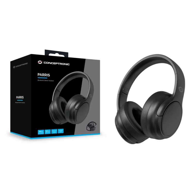 Conceptronic Bluetooth Stereo ausinės, laidinės ir belaidės, 20–20000 Hz, skambučiams/muzikai, 198,5 g, ausinės, juodos
