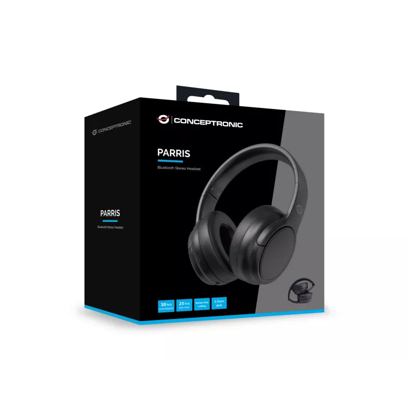 Conceptronic Bluetooth Stereo ausinės, laidinės ir belaidės, 20–20000 Hz, skambučiams/muzikai, 198,5 g, ausinės, juodos