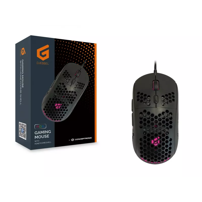 Conceptronic DJEBBEL 6D žaidimų pelė su korio korpusu, 6400 DPI