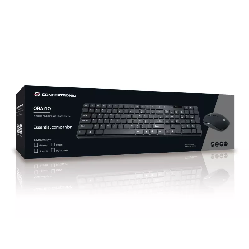 Belaidis klaviatūros ir pelės rinkinys Conceptronic ORAZIO01DE, RF Wireless, QWERTZ, juodas