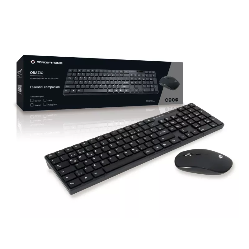 Belaidis klaviatūros ir pelės rinkinys Conceptronic ORAZIO01DE, RF Wireless, QWERTZ, juodas