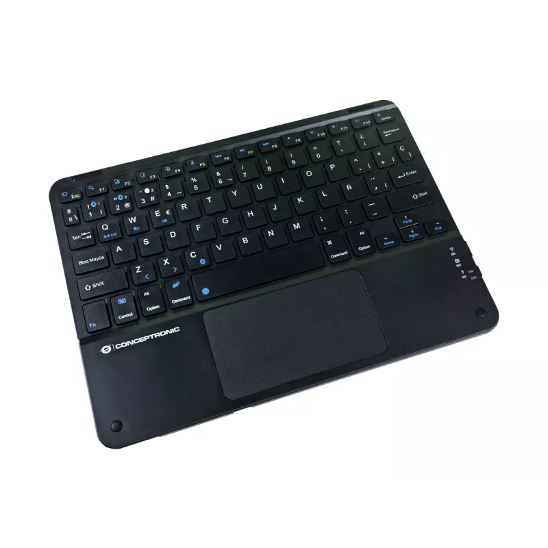 Conceptronic TOBIN01BES 10 colių belaidė klaviatūra su jutikliniu kilimėliu, QWERTY ispaniškai