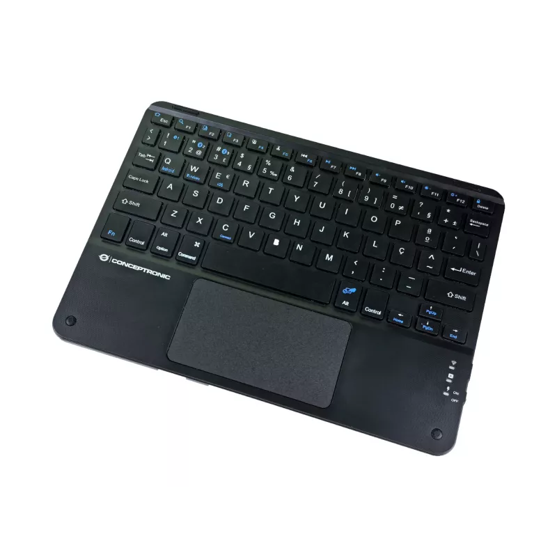 Conceptronic TOBIN01BPT 10 colių belaidė klaviatūra su jutikliniu kilimėliu, QWERTY portugališkas išdėstymas