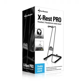 SHARKOON Shark X-rest Pro Black – stovas ausinėms su pelės laido vedikliu