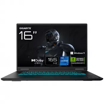 Nešiojamas kompiuteris GIGABYTE GAMING A16 CWHI3DEC94SH, Intel® Core™ i7-13620H, 16 inch, WQXGA, 16 GB DDR5, 1 TB SSD, NVIDIA GeForce RTX 5070, Wi-Fi 6E, Windows 11 Home, juodas