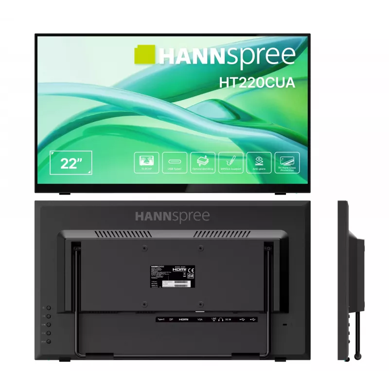 Monitorius Hannspree HT220CUA 54,5 cm (21,4 col.) 1920 x 1080 pikselių Full HD LED jutiklinis ekranas juodas