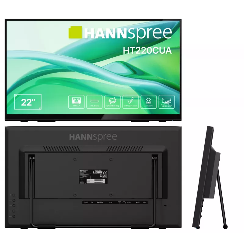 Monitorius Hannspree HT220CUA 54,5 cm (21,4 col.) 1920 x 1080 pikselių Full HD LED jutiklinis ekranas juodas
