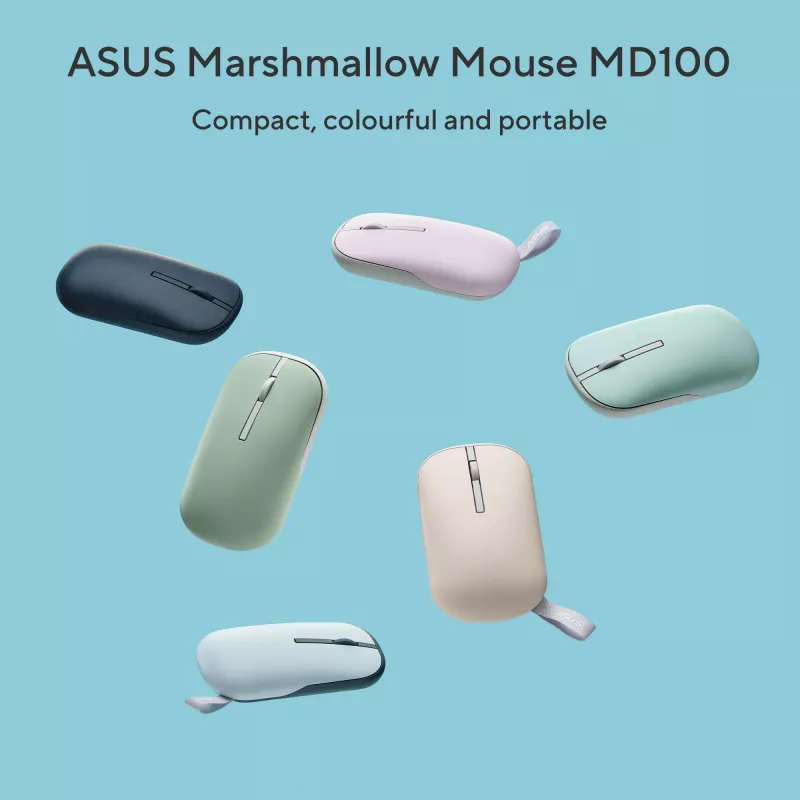 ASUS Marshmallow MD100 pelė biurui Ambidextrinė RF Wireless + Bluetooth Optinė 1600 DPI