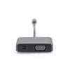 DIGITUS USB-C į mini DP + VGA adapteris, 20 cm, 4K/30Hz, sidabrinis, aliuminio korpusas