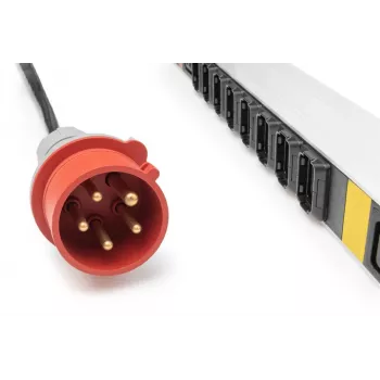 DIGITUS IT BASIC PDU 3 fazės 16A 24x C13 3x C19 vertikalus 3m kabelis IEC309 3Ph-16A kištukas