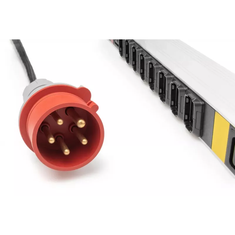 DIGITUS IT BASIC PDU 3 fazės 16A 24x C13 3x C19 vertikalus 3m kabelis IEC309 3Ph-16A kištukas